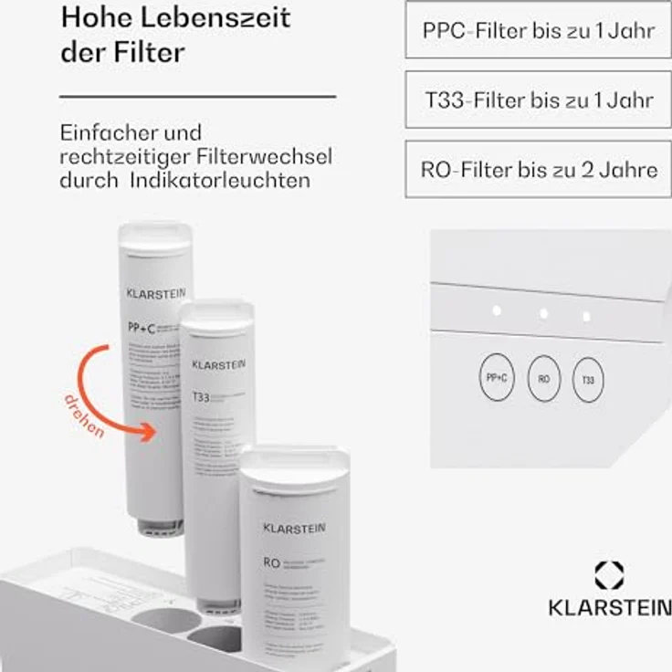 Klarstein Wasserfilter PureFina 600 RO-Filter Wasserfiltersystem, für Home Office, tankloses Design, weiß – Bild 4