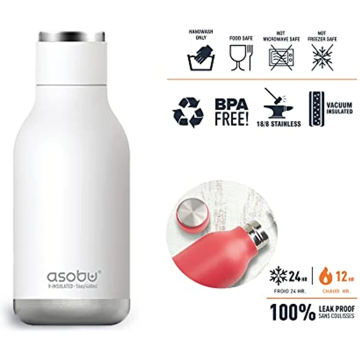 Asobu - Urban - Edelstahl Isolierflasche Weiß – Bild 2