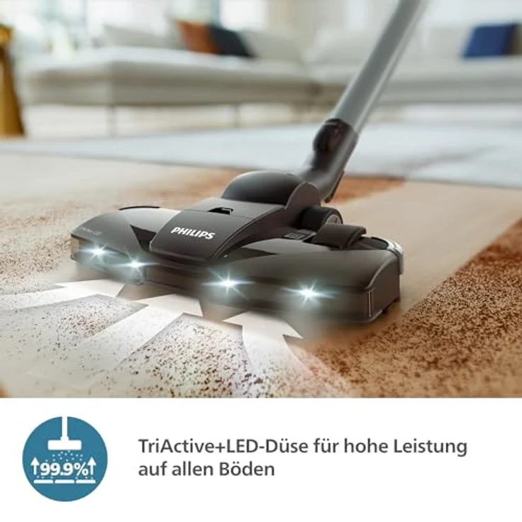 Philips Bodenstaubsauger XD8122/10 8000 Serie, 900W, 4l, mit HEPA-Filter, TriActive+ LED-Düse, Möbelaufsätze inkl, Tiefschwarz matt – Bild 2