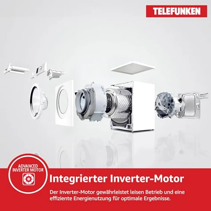 Telefunken Waschtrockner Kombi, 9 kg Waschen / 6 kg Trocknen, 1400 U/Min, Inverter Motor, 15 Programme, AquaStop, energiesparend, weiß – Bild 5