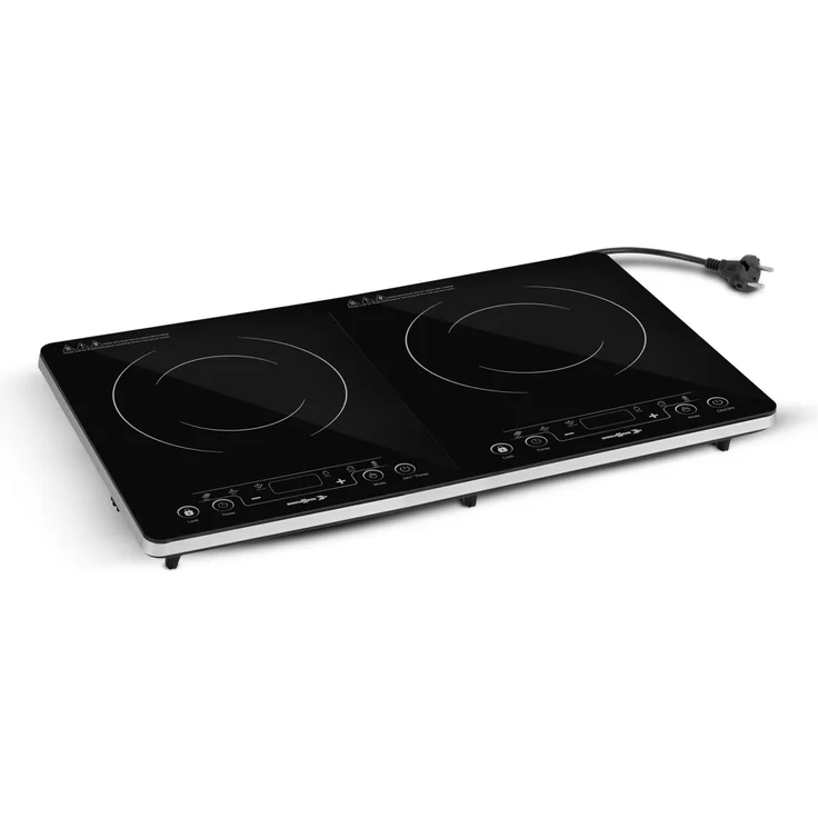 Brunner Hot Point Induction Double, Tragbare Induktionskochplatte mit doppelter Kochzone, Schwarz