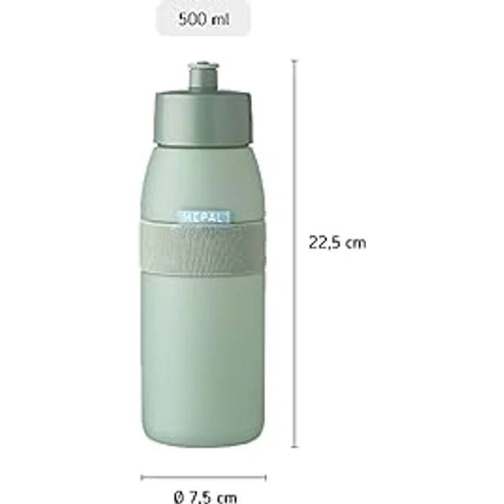 Mepal - Sportflasche Ellipse - Praktische Wasserflasche für Sport, Gym & Freizeit - Sport Trinkflasche mit weichem Ausgießer - Spülmaschinenfest & BPA-frei - 500 ml - Nordic sage – Bild 5