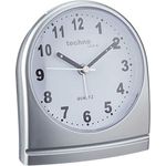Technoline Quarzwecker Modell SL, silber, analog, schleichender Sekundenzeiger, Belecuhtung, nachtleuchtende Zeiger, 95 x 56 x 110 mm