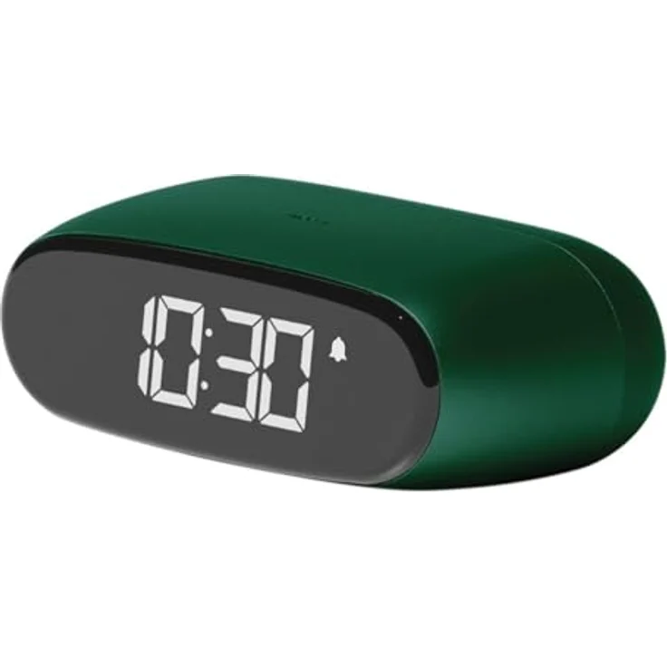 Lexon Minu Mini-Wecker, kompakt mit VA-LCD-Display, Touchscreen-Bedienung, Snooze-Funktion und wiederaufladbarem Akku – Dunkelgrün – Bild 1