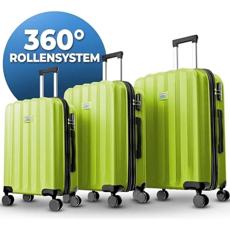 MY TRAVEL BAG Hartschalen-Koffer Trolley ABS Reisekoffer 4 Zwillingsrollen + 5cm Dehnungsfuge (Grün, Großer Koffer (75cm)) – Bild 2