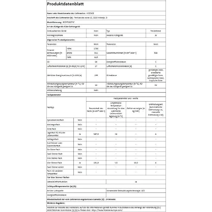 Hisense RS5P528STIC, Freistehender Side-by-Side-Kühlschrank, 528 l, Edelstahl, Amerikanische Tür, No-Frost-Technik, Grau – Bild 9