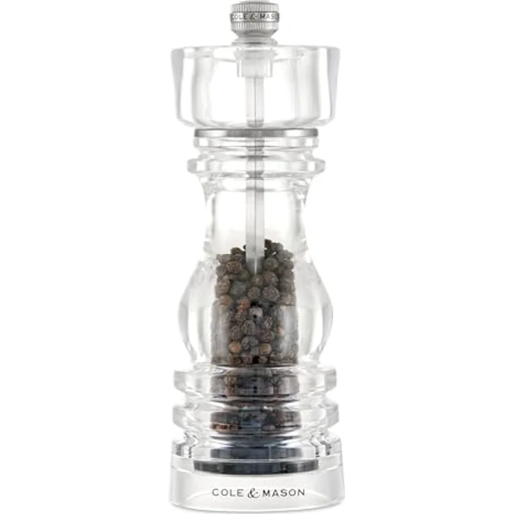 Cole & Mason London Acryl-Pfeffermühle, Precision+ Carbon-Mechanismus, 180 mm mit verstellbarem Mahlgrad – Bild 1