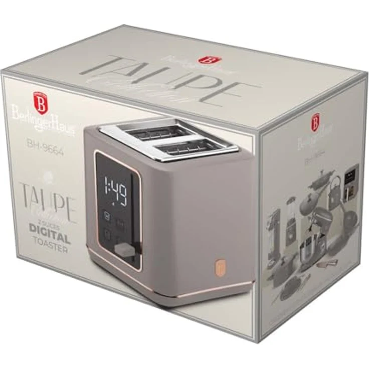 Berlinger Haus BH9664 Digital Toaster, 7 Bräunungsstufen, matte taupe, mit Auftau- und Aufwärmfunktion – Bild 5