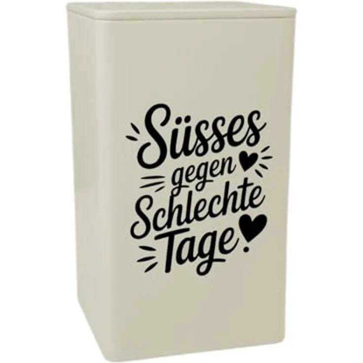 speecheese Süsses gegen Schlechte Tage Metalldose 900ml, schwarz-weiß mit Herzsymbolen – Bild 1
