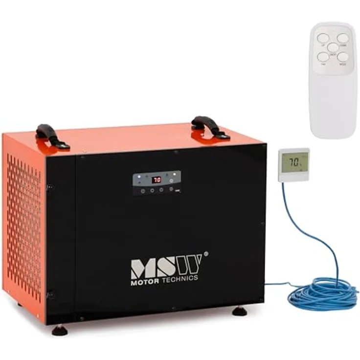 MSW Luftentfeuchter für Kriechkeller mit Controller und Fernbedienung 120 m² 90 l/24 h 550 m³/h 1200 W Bautrockner Raumentfeuchter Entfeuchter Trocknungsgerät – Bild 1