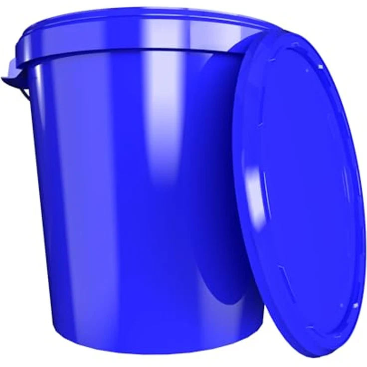 FixedByU Kubekraft 10 Eimer mit Deckel 30 Liter Made in Germany - lebensmittelecht, stabil, luftdicht Blau – Bild 2