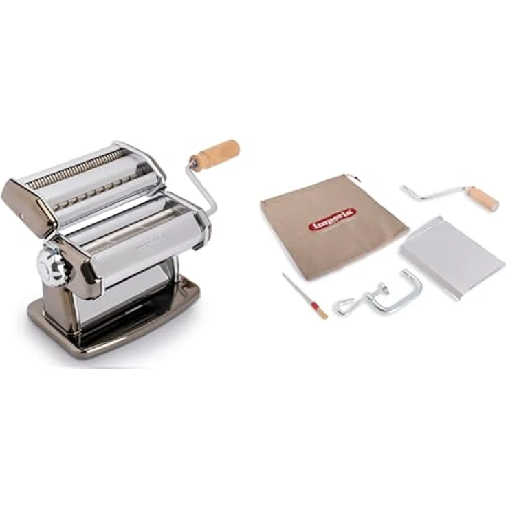 Imperia Nudelmaschine IPASTA T6,5/12 mm RUVIDA NERA, schwarze Edelstahlvariante mit Duplexschneider für Tagliatelle und Fettuccine – Bild 1