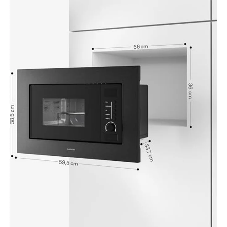 Klarstein Verosteel Einbau-Mikrowelle, 20 l, 700 W Mikrowelle, 800 W Grill, LED Touch, Schwarz – Bild 7