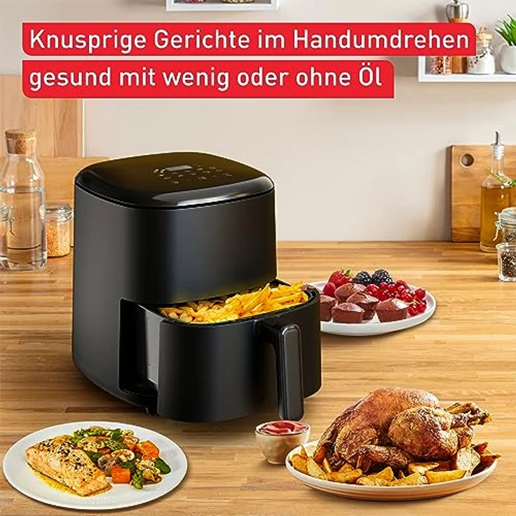 Tefal EY2458 Easy Fry Max Heißluftfritteuse | 5 L Fassungsvermögen | 10 automatische Garprogramme | digitaler Touchscreen | zeit-/energiesparend | Antihaftbeschichtung | Schwarz – Bild 4