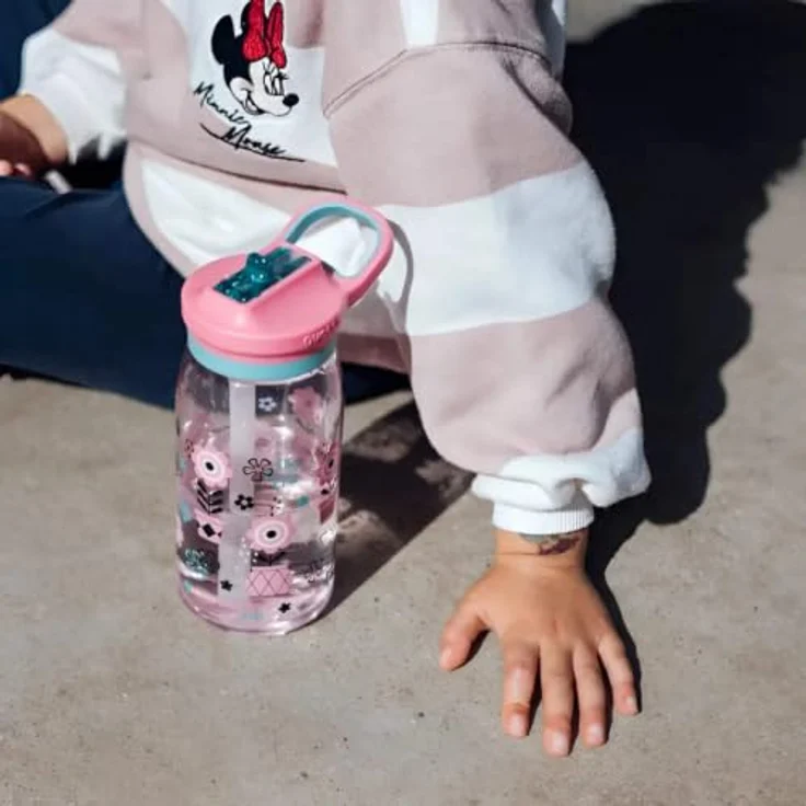Quokkabottle Quokka Glow Kids Flasche MELODIC FLOWERS, Trinkflasche 580 ml mit Tragekupplung und integriertem Trinkhalm – Bild 3