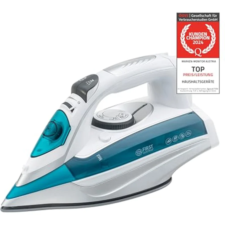 TZS First Austria Dampfbügeleisen I 3100W I Keramiksohle I Selbstreinigung I Vertikaldampf I Anti-Kalk I Trockenbügeln I 0,45l Wassertank I 1.4kg | grün – Bild 1