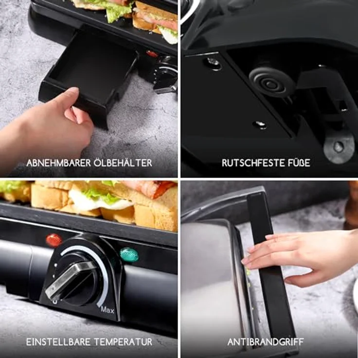 Aigostar 30KLU Panini Grill glatt geriffelt Elektrogriller – Bild 9