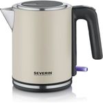 SEVERIN - Wasserkocher, 1 l, 2400 W, Beige, WK 9577 - 100 % BPA-frei, kompaktes Design aus Edelstahl