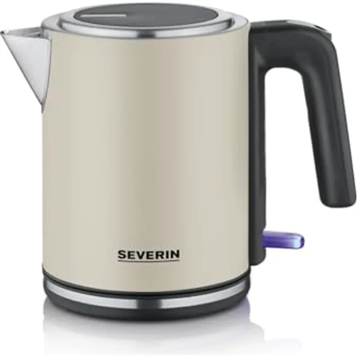SEVERIN - Wasserkocher, 1 l, 2400 W, Beige, WK 9577 - 100 % BPA-frei, kompaktes Design aus Edelstahl