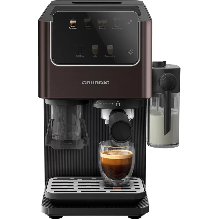 Grundig KSM 8530, Espressomaschine mit integriertem Mahlwerk, 20 Bar Pumpendruck, 1,5 l, Schwarz/Braun
