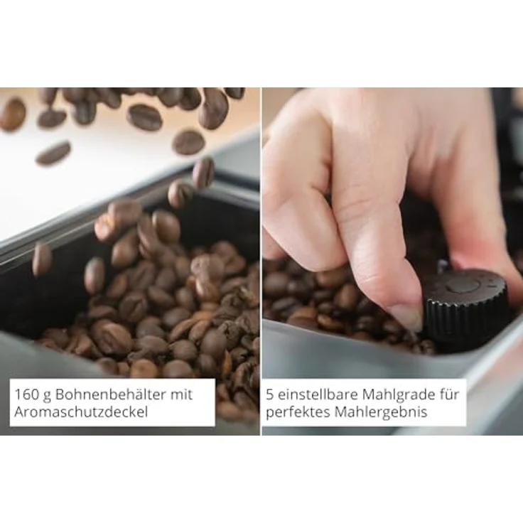 Unold 28835 Kaffeevollautomat Luca, Heißwasser-Funktion für Tee, individuelle Programmierung, 1,2 L Wassertank, Entkalkungsprogramm, Touch-Bedienung – Bild 4