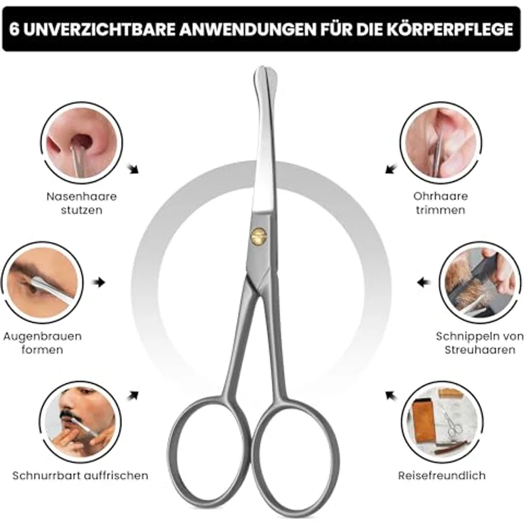 Excellent Bartschere mit Mikroverzahnung, gerade Form aus rostfreiem Edelstahl, auch für Nasen- und Ohrhaare, Made in Italien – Bild 4