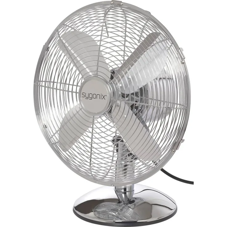 Sygonix Tischventilator 35W, oszillierend, Chrom, Ø 335mm x H 400mm