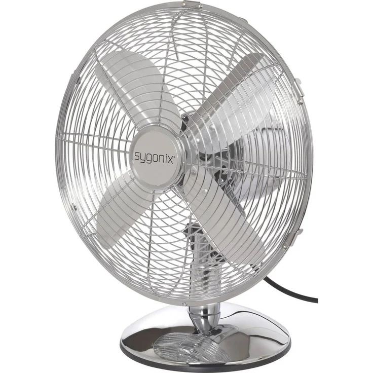 Sygonix Tischventilator 35W, oszillierend, Chrom, Ø 335mm x H 400mm