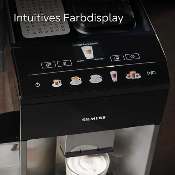 Siemens Kaffeevollautomat EQ500 integral TQ517D03, viele Kaffeespezialitäten, Milchaufschäumer, integr. Milchbehälter, 2-Tassen-Funktion, automat. Dampfreinigung, 1500 W, edelstahl/klavierlack schwarz – Bild 4