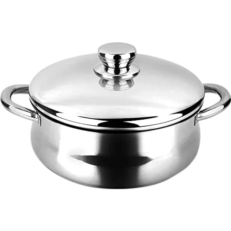 Fagor Silverinox Kochtopf Induktion 20 cm 2,8 Liter, Edelstahl 18/10, Deckel, Dreilagigem Diffusorboden, Geeignet für Alle Herdarten, Glaskeramik, Gas, Backofen, Geschirrspüler