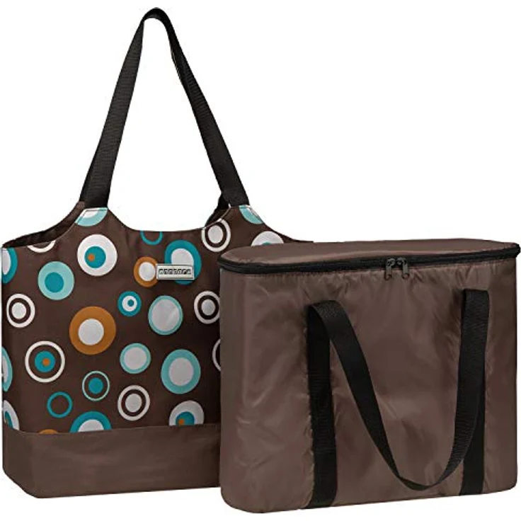 anndora Picknickkorb anndora 2 in 1 Doppeltasche - Isoliertasche und Shopper, braun/hellblau – Bild 4