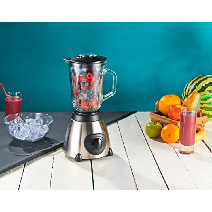 Rosenstein & Söhne Standmixer, Glas, 600W, 1,5 Liter, 5 Geschwindigkeiten, Pulse-Funktion, silber, schwarz – Bild 8