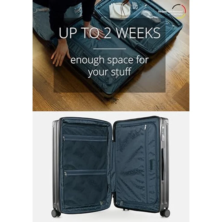Hauptstadtkoffer Q-Damm - Mittelgroßer Hartschalenkoffer, TSA, 4 Rollen, Check-In Gepäck mit 6 cm Volumenerweiterung, 68cm, 89 L, Schwarz – Bild 3