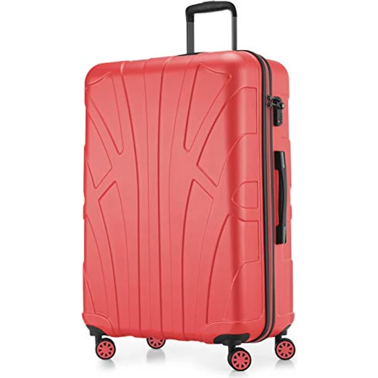 suitline Großer Hartschalen-Koffer Trolley Rollkoffer XL, 76 cm, TSA, 96-110 Liter, 100% ABS matt, Korall – Bild 1