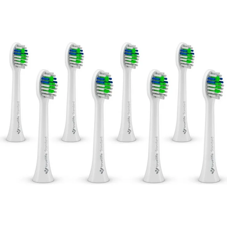 TrueLife Aufsteckbürsten SonicBrush Compact-series heads Standard white 8er Pack - für präzise Zahnreinigung, mit blauen Borsten