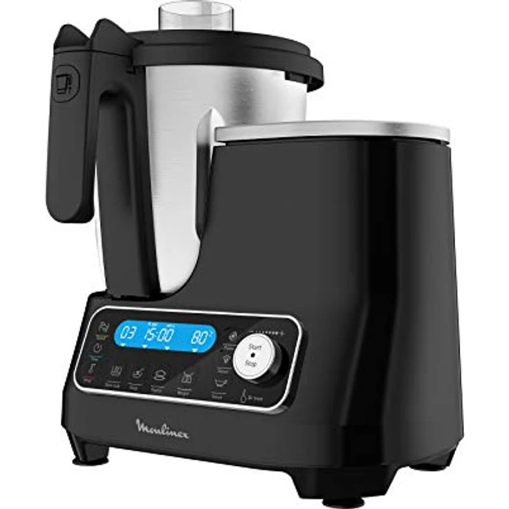 Moulinex HF4568 Click Chef Küchenmaschine mit Kochfunktion | 1400 Watt | 12 Geschwindigkeitsstufen | Gesamtvolumen 3,6 Liter | 28 Funktionen | inkl. Zubehör und Rezeptheft | Farbe Schwarz – Bild 4