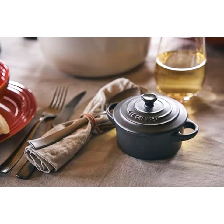 Le Creuset Mini-Cocotte- Bräter, Rund, 200 ml, 10 x 5 cm, Steinzeug, Schwarz – Bild 3