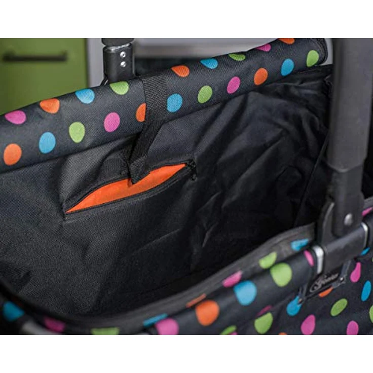 Genius 14260 Einkaufskorb, Aluminium/Stoff, Schwarz Mit Bunten Punkten, 48 x 28 x 27 cm – Bild 4