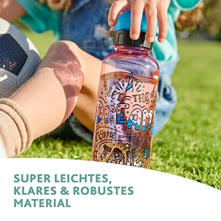 Emsa Trinkflasche Kids Tritan Bagger, 0.4 L, 100% auslaufsicher, spülmaschinenfest, bunt mit Motiv – Bild 6