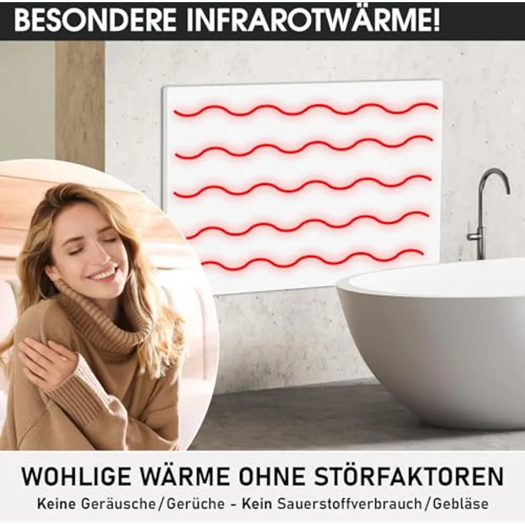 BRAST® Infrarotheizung 700 Watt | Made in Europe | hoher Wirkungsgrad | Ultraflache Bauweise | IP 700, Weiß – Bild 3