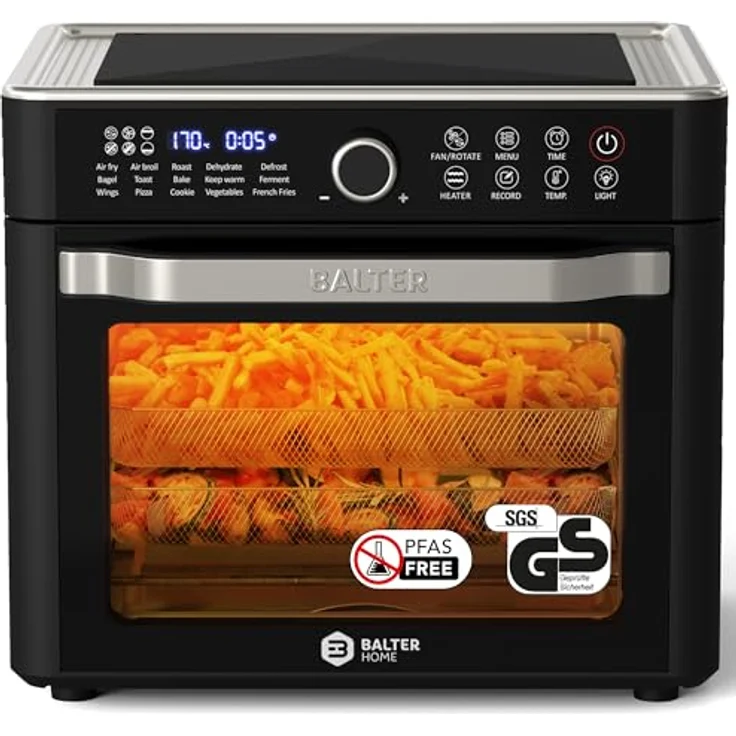 Balter Heißluftfritteuse XXL 22L Airfryer, 200 Programme, 40°-230°, Dörrautomat, 16 in 1 heissluftfritteuse, friteuse ohne Öl, Minibackofen, Rezeptbuch, 1800W – Bild 1