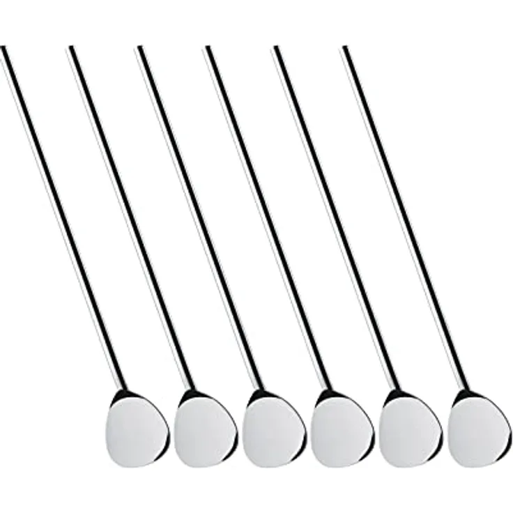 cilio Cocktaillöffel 6er-Set mit Trinkhalm aus Edelstahl, Silberfarben