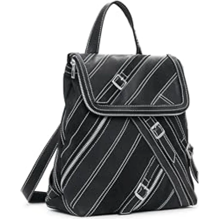 Desigual Fibonacci Hampton City Rucksack, 32 cm, schwarz, 100% Kunstleder, kompakte Form