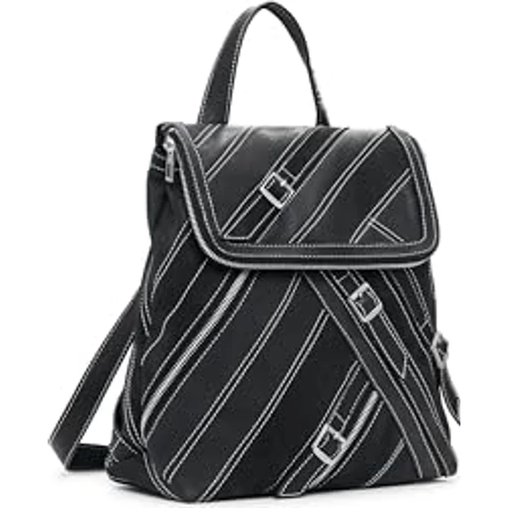 Desigual Fibonacci Hampton City Rucksack, 32 cm, schwarz, 100% Kunstleder, kompakte Form – Bild 1