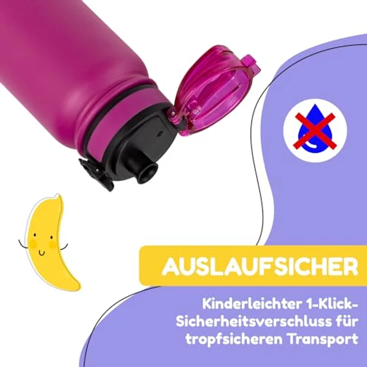 Schmatzfatz Trinkflasche Kinder Auslaufsicher, 550ml Edelstahl-Trinkflasche für Schule & Kindergarten, Wasserflasche BPA-Frei, Für Kaltes & Heißes, Auslaufsichere Trinkflasche für Mädchen & Jungen – Bild 2