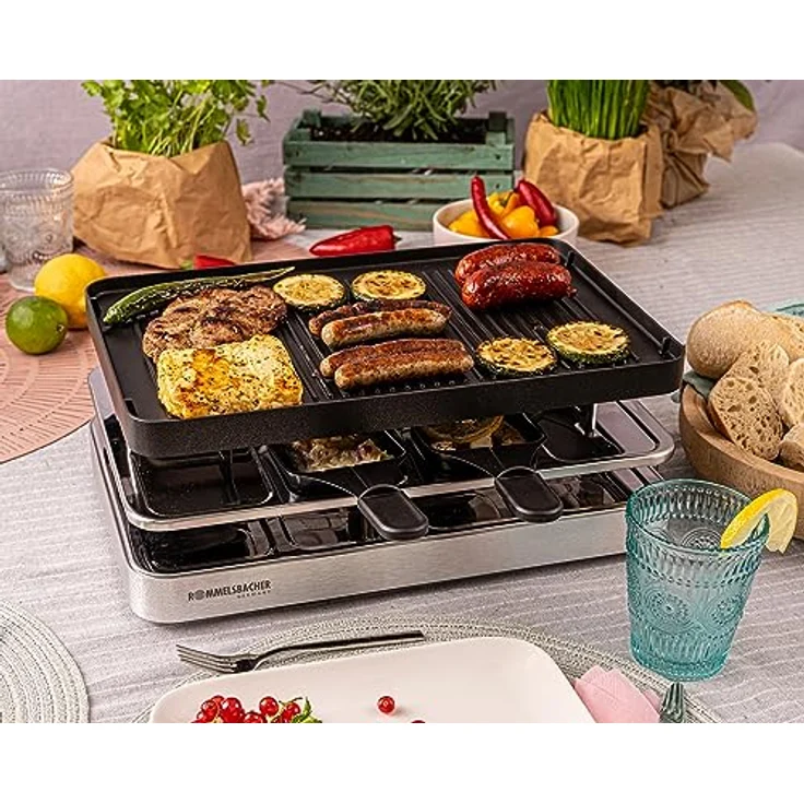 Rommelsbacher RC 1400 Raclette Grill 8 Pfännchen, 1400W Thermostat – Bild 3