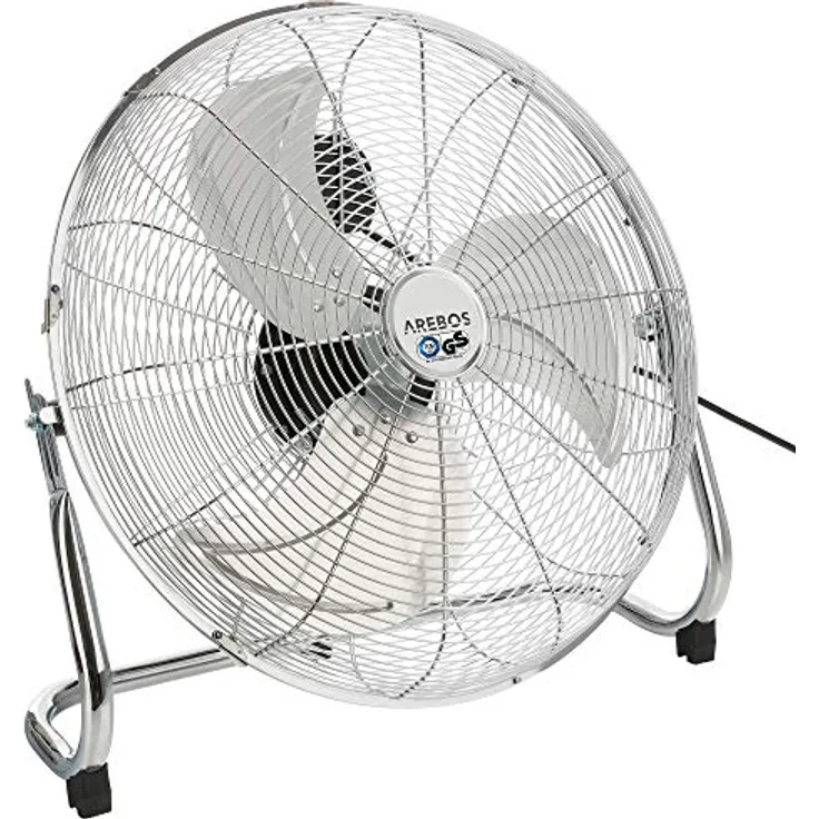 Bodenventilator Windmaschine Luftkühler Lüfter 18 Zoll Silber 120W 50Hz - Silber - Arebos
