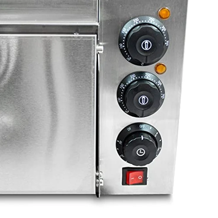 Bituxx Elektrischer Pizzaofen MS-18167, 2000 Watt, Silber, mit Steinplatte und getrennte Temperatureinstellung – Bild 7