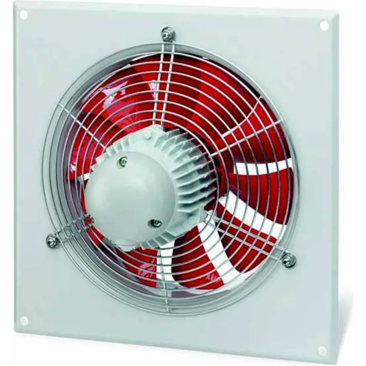 Helios Ventilatoren HQD 400/4/4, Axial-Hochleistungs-Wandventilator mit quadratischer Einbauplatte, papyrusweiß