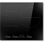 NOXTON Induktionskochfeld 3 Platten Einbau, 60 cm, schwarz, mit Boost-Funktion, 9 Heizstufen, Timer und Kindersperre – 220-240 V, 6500W